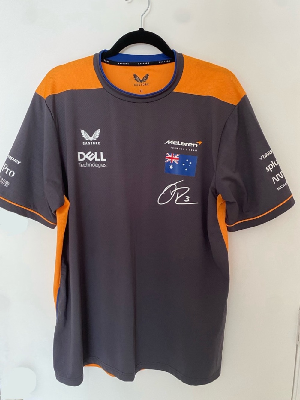 McLaren Men’s Grey and Orange Team Jersey size XL